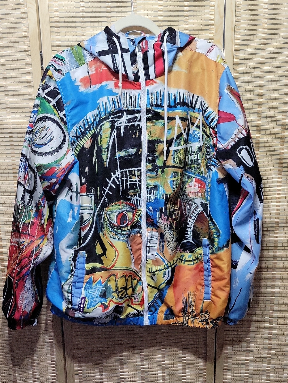 Members Only + Jean-Michel Basquiat Windbreaker Hoodie - Colorful - L